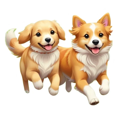 dog and cat running together in a flower meadow sticker