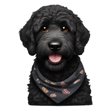 Black golden doodle wearing a bandana sticker