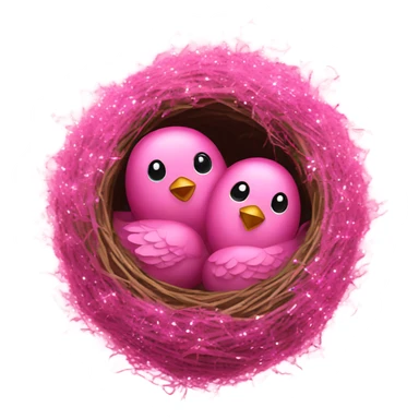 Pink birds nest with glitter sticker