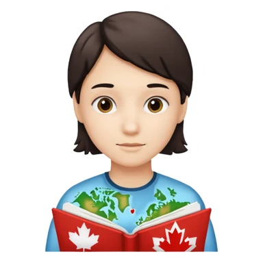 A person studying with a map of Canada in the background sticker