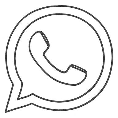 WhatsApp logo simple black and white hand-drawn style sticker