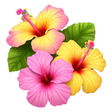 yellow and pink hibiscus flowers  sticker