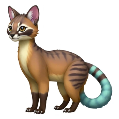 Colorful dark tropical pale light fruity pastel white glorious iridescent divine exotic cute cool beautiful beautiful fantasy-caracal-civet-genet-sergal-vernid-Cacomistle-Trico-oncilla-animal-Fakémon-hybrid-fursona (full body) sticker