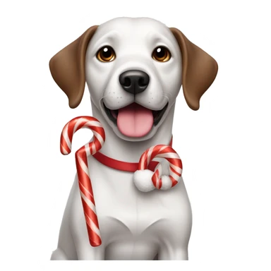 Dog with candy cane sticker
