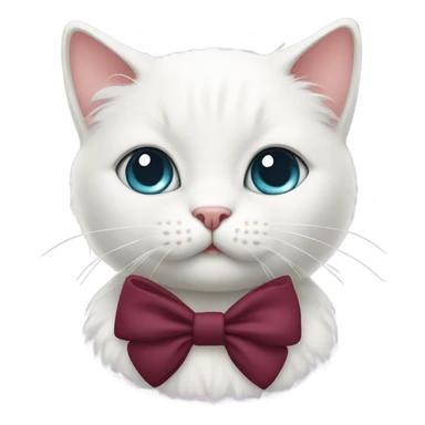 Cute white cat with burgundy bow miloo sticker