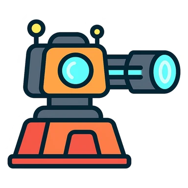sci fi turret color outline icon with glowing accents sticker