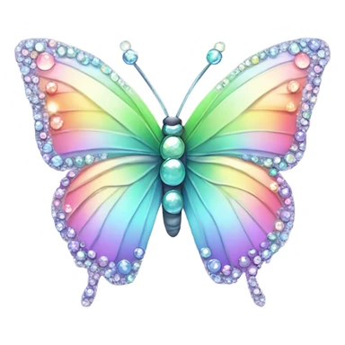 Kawaii pastel rainbow bedazzled butterfly sticker