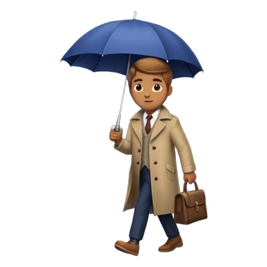 Man with umbrella + streetlight reflection, Midnight Wanderer. sticker