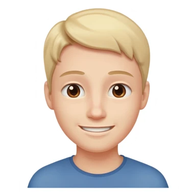 Trusting face emoji with steady gaze, smile, slightly tilted head, softened jaw sticker