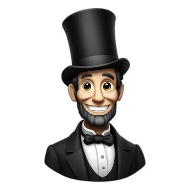 Abraham Lincoln with top hat and a big smile sticker