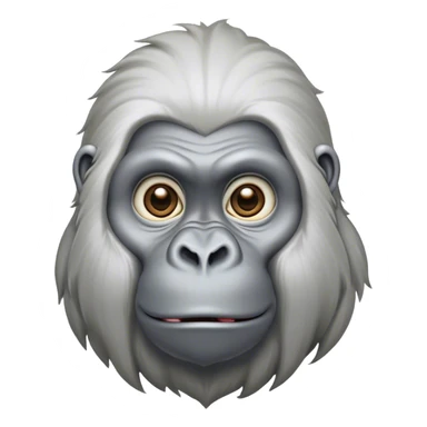 Cinematic Cute Silverback Gorilla Portrait Emoji, Head tilted playfully and inquisitively, with a robust build accented by a striking silver mane and round, sparkling eyes full of gentle charm, Simplified yet irresistibly adorable features, highly detailed, glowing with a warm, friendly jungle glow, high shine, affectionate and lively, stylized with a touch of endearing primate whimsy, soft glowing outline, capturing the essence of a mischievous yet loving silverback that feels like it could lumber out of the screen into your arms! sticker