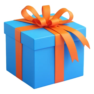 blue gift box with bright colored ribbons sticker