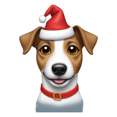 Jack Russell with a Christmas hat sticker