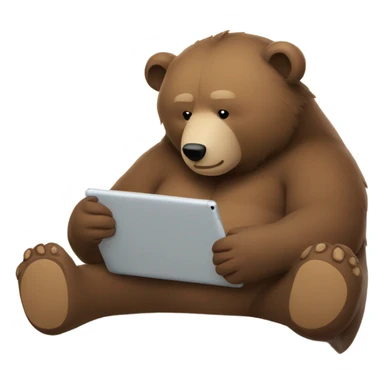 Bear using an iPad  sticker