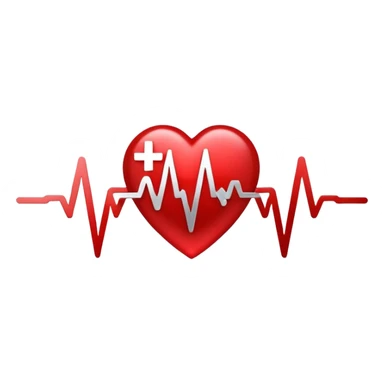 Precise and minimalist logo for MedSignal, red heartbeat pulse transforming into the letters ‘AI’, glowing edges with a metallic sheen, sleek design with clean white space, focusing on advanced healthcare technology and AI sticker