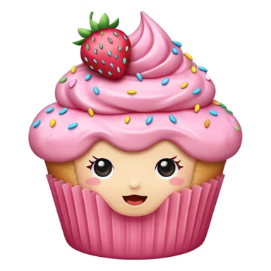 kawaii strawberry cupcake sticker