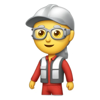 Industrial professional senior mechanical assembler working on the assembly of heavy machinery with a red outfit sticker