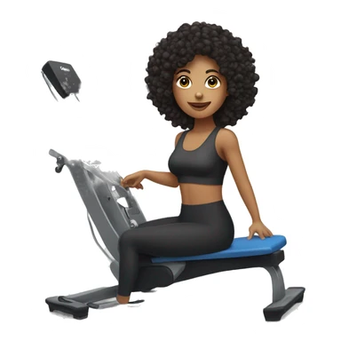 girl with dark curly hair pilates machine sticker