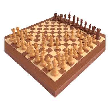 3D brown luxury style chess board with pieces, no text sticker