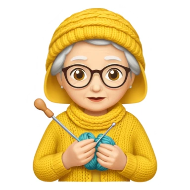 knitting grandma yellow sticker