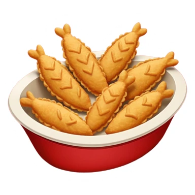 5 breaded chicken tenders of varying sizes and shapes in a red paper food boat sticker