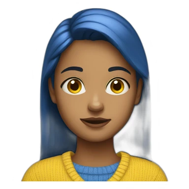 Girl in blue and yellow sweater sticker