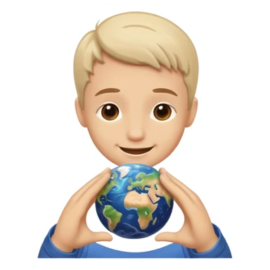 Emoji-scale god pinching a tiny planet sticker