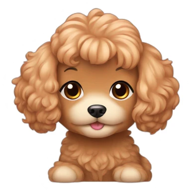 asian girl black hair with apricot color maltipoo sticker