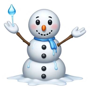 melting snowman with only one arm sticker