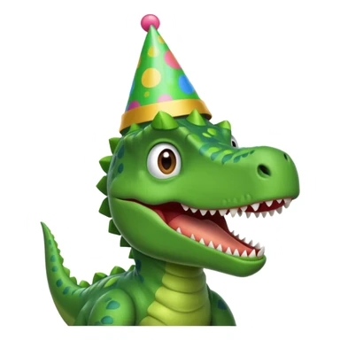 a dinosaur wearing a party hat sticker