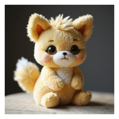chiikawa character, lifelike plush toy style, detailed fur, soft shadows, minimal background sticker