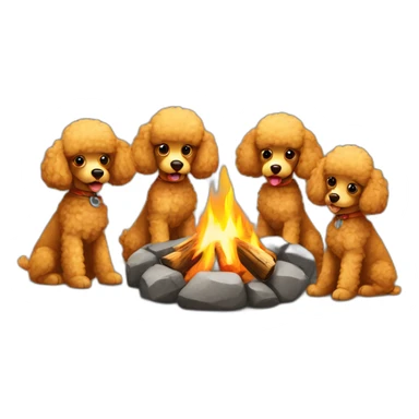 poodles gathered around campfire sticker