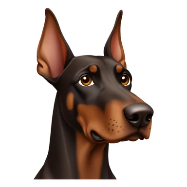 Brown Doberman without cropped ears face sticker