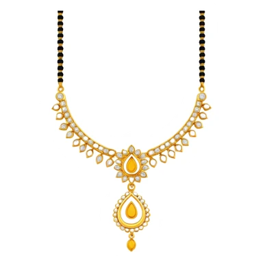 a south indian mangalsutra with yellow thread sticker