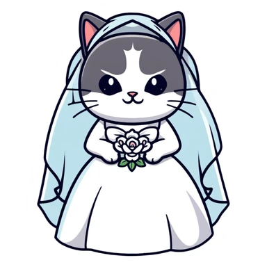 cat bride sticker