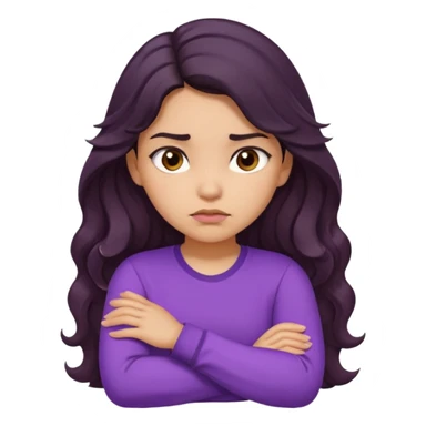 Hispanic girl with long wavy hair crossing her arms and pouting sticker