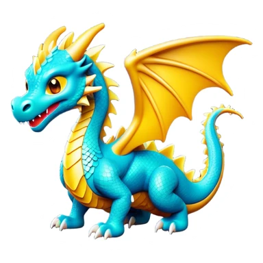 Clash of Clans aesthetic: Cinematic Playful Dragon Emoji, rendered in a 3D vector-style similar to standard emojis with minimal shading and bold, simplified shapes. A compact, isometric dragon with majestic wings and intricately scaled details, softly glowing with a legendary, mythical charm. Simplified yet unmistakably iconic, highly detailed and consistent, glowing with a soft radiant brilliance and high shine. Stylized with a touch of fantastical might and a soft glowing outline, capturing the essence of a mighty dragon with a friendly, playful demeanor! sticker