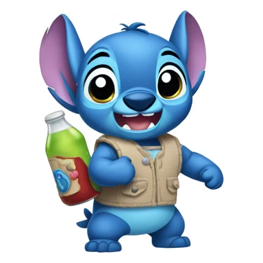 Stitch qui boit un biberon  sticker
