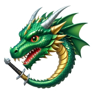 fierce dragon head with a sword next to it, symbolizing defeating a dragon sticker
