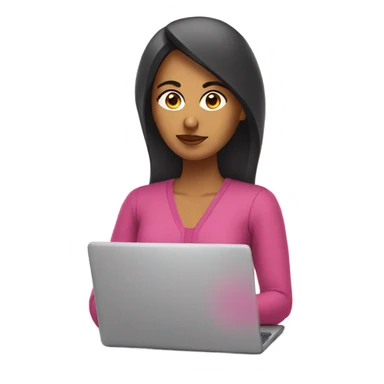 South Asian lady coding on pink laptop sticker