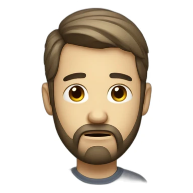 sad and depressed bearded IT guy with a ponytail sticker