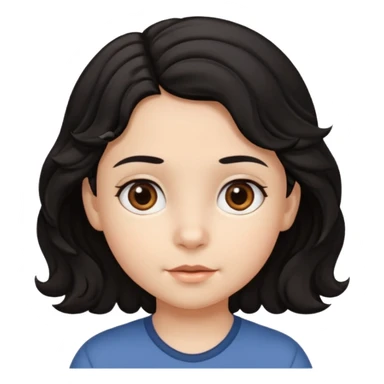 Siyah saçlı saçları öne doğru dalgalı bir şekilde beyaz tenli kahverengi gözlü küçük çocuk sticker