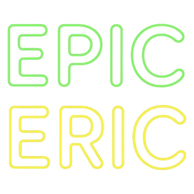 Make the neon sign 'epic eric' animated with a green and yellow glow on a transparent background. The animation should highlight the neon effect with vibrant green and yellow glowing lights. sticker