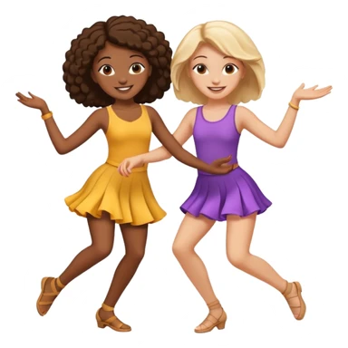 Best friends dancing: one black girl one white girl sticker