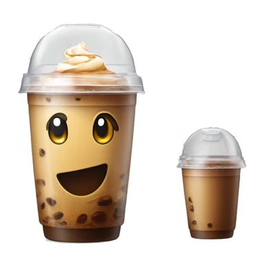 Cold coffee with ice cubes In a plastic cup With a dome-shaped cover 450 ml sticker