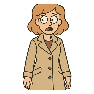 flat toon style women's coat sticker