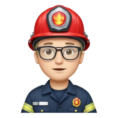 glasses fireman with uniform sticker