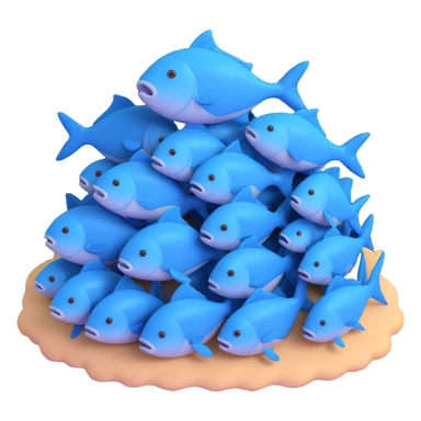 large pile of blue fish sticker