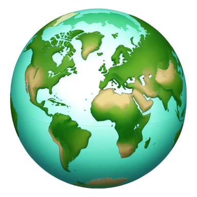 Earth globe with green continents shaped to form the number 2, iOS emoji style sticker