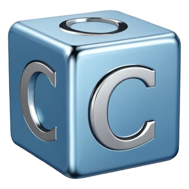 3D cube with letter C on it sticker